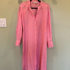 ZARA Pink Midi Shirt Dress